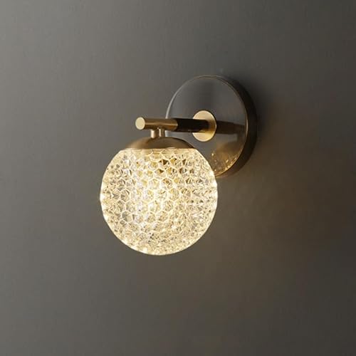 CWCQGH Gold Acrylic Wall Lamps Indoor All Copper Circular Shape Lobby Wall Sconces Light Source Wall Light for Bedroom Bedside Background Wall Corridor Living Room,11 * 17cm