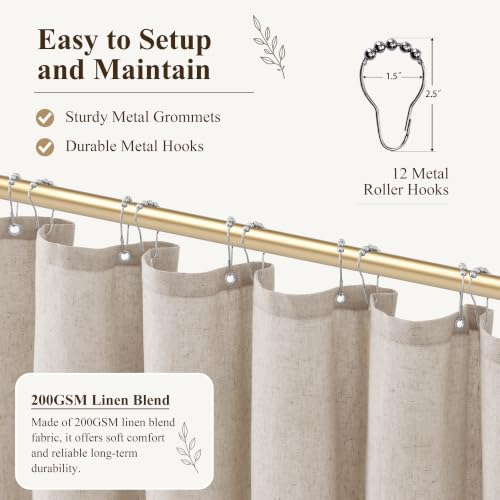 Jowels Oatmeal Linen Fabric Shower Curtains for Bathroom, 72x72 by Jowels - Used condition - Image 6