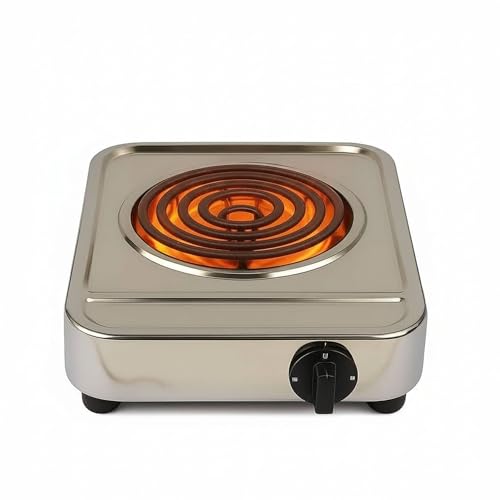 Image of Drumstone (𝐒𝐩𝐞𝐜𝐢𝐚𝐥 20 𝐘𝐞𝐚𝐫𝐬 𝐖𝐚𝐫𝐫𝐚𝐧𝐭𝐲) Portable Electric Hot Plate - Stainless Steel, Compact Cooking Appliance for Home, Office & Travel