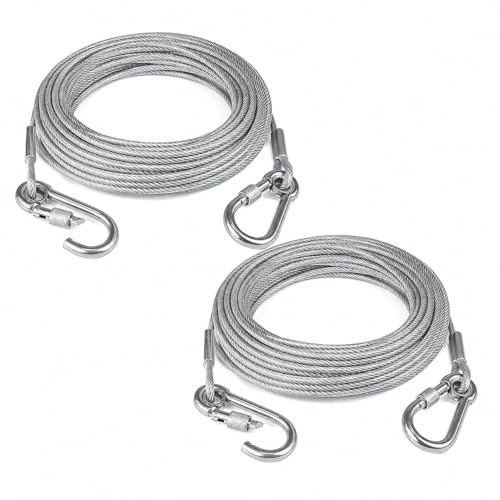 Image of VYOMM Strong Steel Clothesline with Locking Hooks 10 Meter | Heavy Duty Clothes Drying Rope for Balcony, Travel, Camping & Home Use | Rust Resistant Silver Clothes Line (Pack of 2)