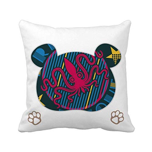 Housse de coussin pieuvre ours imprimé artistique multicolore carré