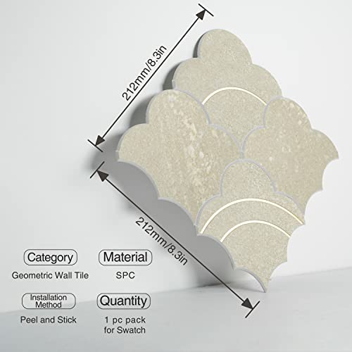 Colamo Luxury Peel And Stick Backsplash,Faux Stone Smart Adhesive Tile,Mix Metal Golden,Stick On Arabesque Geometric Waterjet,Accent Wall Mosaic Tile For Kitchen,Bathroom,Fireplace(1Pcs,Beige Marble) #TOP1