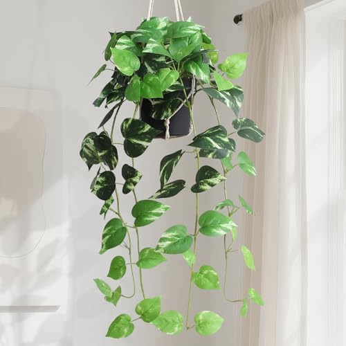 alyptus Fake Pothos Hanging Plants - Artificial Hanging Plant with