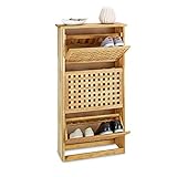 [page_title]-Relaxdays Schuhkipper Walnuss, Schuhklapper HBT: ca. 104,3 x 55 x 20,2 cm, moderne Schuhkommode für Flur u. Diele, natur