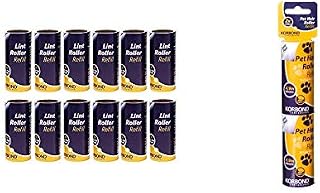 Korbond 6m Lint Roller Twin Refill Pack Clothes, Furniture and Carpet. Removes Dust, Pet Hair and Fluff-42 Sticky Pre-Cut Paper Sheets , 21 count (Pack of 2)