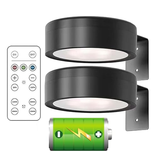 OUDIOHAI Luce Magnetica per Quadri, 2pcs Faretti LED per Quadri, Luci per Quadro da Parete con Telecomando, Applique Senza Fili, Lampada Adesiva Muro a Batteria Illuminazione Magnetica (Nero)