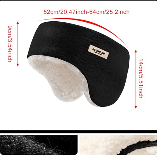BSITSSS Ohrenwärmer Herren Damen, Winter Ohrenschützer, Schwarz Stirnband Ohrenschutz, Warmes Earmuffs, Moden Ear Warmers für Laufen, Yoga, Skifahren, Reiten, Fahrrad, Ohrabdeckung