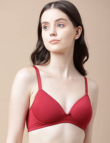 Image of Marks and Spencer Womens Cotton Mix Plain Sweetheart Neck Bra T33 3208K 38 B RED