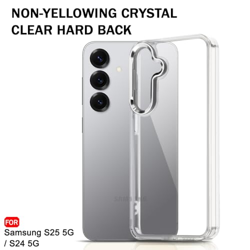 Image of TheGiftKart Hybrid Back Cover Case for Samsung Galaxy S25 / S24 5G | Built-in Stand | Shockproof Hard Back Case Cover for Samsung S25 / S24 5G (PC & TPU, Clear Back, Transparent Sides)