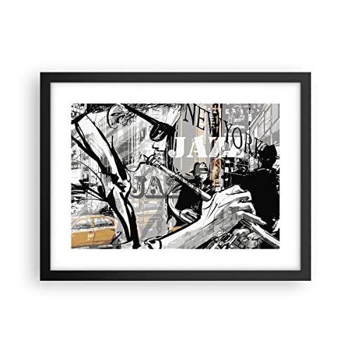 ARTTOR Affiche Decoration Murale jazz musique musicien Moderne Poster Cadre Noir 40x30cm Deco Affiches Murales Tableau Decoration Salon Chambre Cuisine Wall...