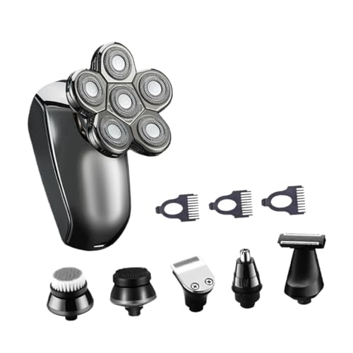 DECOMELODY Rasoir Électrique Rechargeable 6 Têtes, Étanche, Léger, Pour Homme, Rasoir à Barbe Multifonction, Ensemble Complet De Rasage Et Coiffure, Adapté Voyage