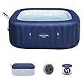 Bestway SaluSpa Hawaii Smart AirJet Inflatable Hot Tub Square Portable 4 to 6 Person Spa with 140 AirJets, App Control and EnergySense Cover, Blue