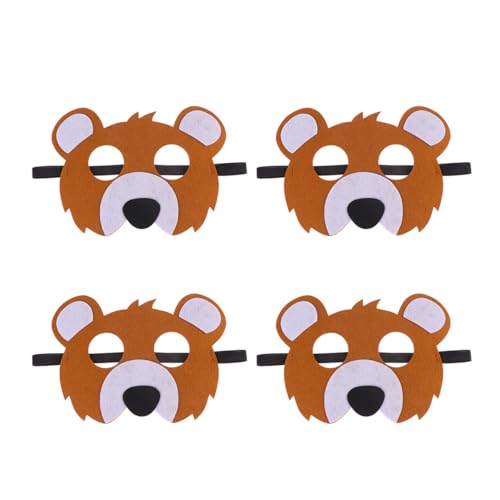 ORFOFE 4 Piezas Máscaras Infantiles de Fieltro con Forma de León y Animales para Fiestas de Disfraces Carnaval y Halloween Accesorio Cómodo y Divertido para Niñas