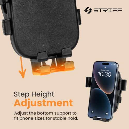 Image of STRIFF UltraMount Bike Mobile Holder with Push Button Release, Adjustable Height, 360 Rotation, One-Hand Lock, Anti-Shake Secure Handlebar Mount for Motorcycle, Bicycle & All Smartphones