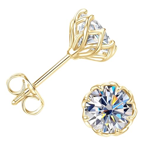 Solitaire Stud Earrings for Women, 14K Gold Filled Imitation Diamond