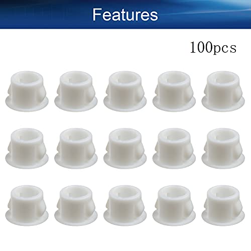 Image of Heyiarbeit 100pcs Hole Plugs 5 /16 inch / 8mm Nylon Plastic Round Snap in Type Locking Hole Tube Furniture Fencing Post Pipe Insert End Caps White Tone