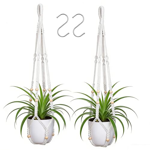 YIBOT Macrame Plant Hanger Indoor Outdoor, Up to 4-15 inch