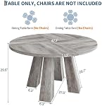 IDEALHOUSE Dining Table, Kitchen Table, Round Table for Kitchen, Round Dining Table for Dining Room, Grey(Table Only, 47 Inch)