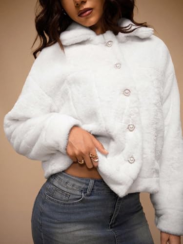 Chic Women's White Winter Collar Faux Rabbit Fur Jacket – Perfect for Casual & Business Styles (X-Small) - Image 4