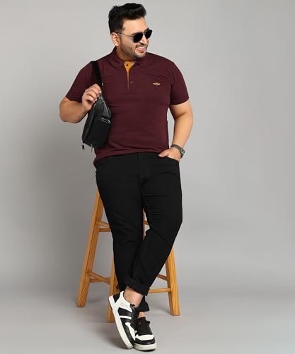 Image of INKKR Plus Size Men's Regular Fit Solid Polo Tshirt