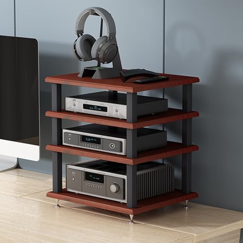 Étagère audio ouverte teck avec support pour lecteur CD hifi - 2