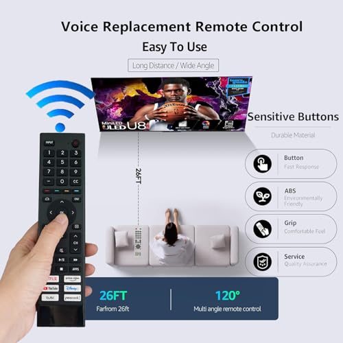 Télécommande de rechange ERF3J80H pour Hisense 4K UHD Android Smart TV