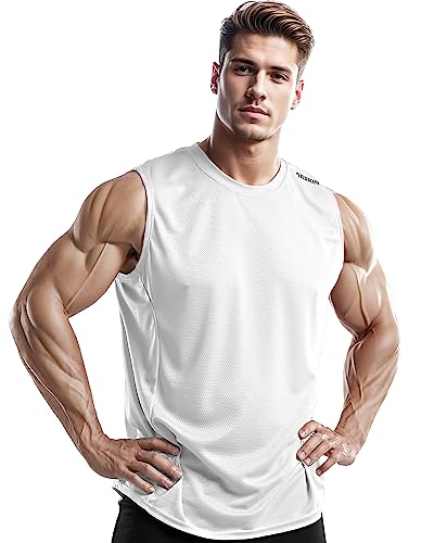 DRSKIN Men's 4, 3, 1 Pack Tank Tops Sleeveless Shirts Workout Athletic Muscle Mesh Dry Fit Gym Training Active Athletic3