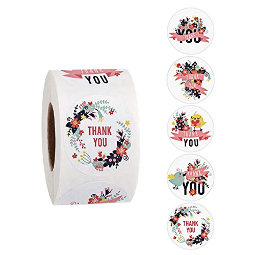 Round Floral Thank You Stickers 500Pcs,1Inch Stickers for Wedding Favors and Party Handmade Stickers Envelope Seal Stationery Sticker