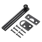 Slide Surface Door Bolt, Heavy Duty Solid Brass Concealed Surface Bolt, Gate Slide Bolt Anti Theft Security Door Latch Lock With Screws, for Windows, Bathroom Security Hardware(Black,size:4 Inch)