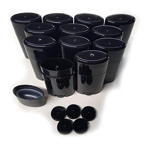 Empty Deodorant Containers - Twist-up, Recyclable, DIY Empty Deodorant OVAL Tubes, Bottom-fill 2.0 Oz (12-Pack, Black)