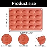 Fchil Silicone Madeleine Baking Mold, 20-Cavity Nonstick Shell Shaped Pan for Cake, Chocolate, Candy, Terracotta, 11.8 x 7.6 in