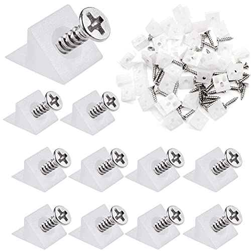 YFaith 80 Pièces Cales de Réparation, Renfort Tiroir Équerre, Stabilisateurs de Tiroir, Cale Plastique D'Angle avec Vis, pour Armoires, Tiroirs (Blanc) Cover