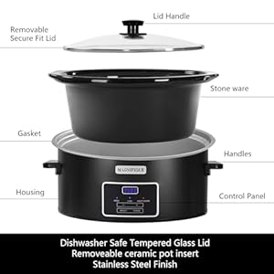 7 Quart Programmable Slow Cooker, Kitchen Appliances, Perfect Kitchen Small Appliance for Family Dinners, Black Stainless Steel 7 Quart Programmable Slow Cooker Kitchen Appliances Perfect Kitchen Small Appliance for Family Dinners Black Stainless Steel