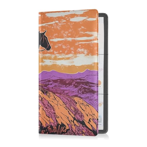 Pu Leather Auto Registration Insurance & ID Card Holder Men Women Prefect Car Essentials Wallet for Cards, Essential Document Driver License Western Cowboy