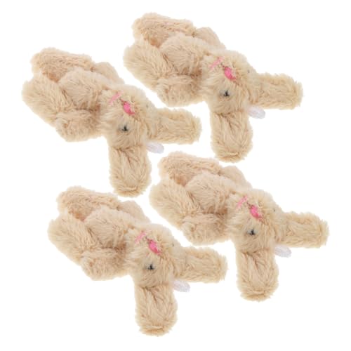CIYODO 4 Piezas Mini Lujoso Conejo Decoración Colgante Peluche Muñecos Juguetes Decoración En Miniatura Mini Adorno Decorativo Figuras De Animales De Peluche Felpa Caqui