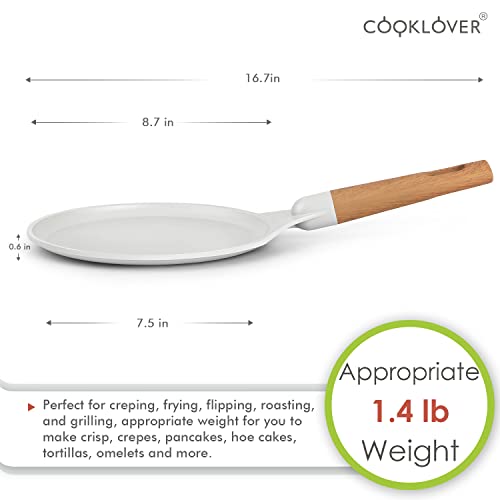 Cooklover Crepe Pan Nonstick Die Cast Aluminum Pfoa Free Induction Omelet Pan 8.7 Inch - Sea-Salt Gray #TOP2