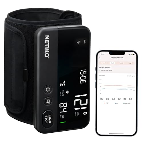 METIKO Wireless Blood Pressure Monitor Upper Arm Bluetooth Blood Pressure Machine, Ultralight Portable Rechargeable Blood Pressure Monitor, App Enabled iOS/Android BP Machine Cuff