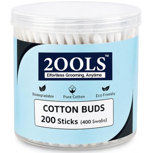 Image of Cotton Buds, Gentle Cotton Swabs for Personal Hygiene and Beauty - 200 Sticks (400 Swabs)
