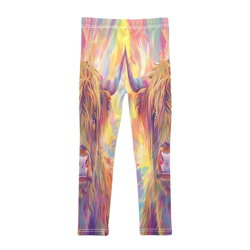 Bolaz Toddler Girls Leggings Printed Yoga Pants Leggings Long Hair Highland Cow for Kids2
