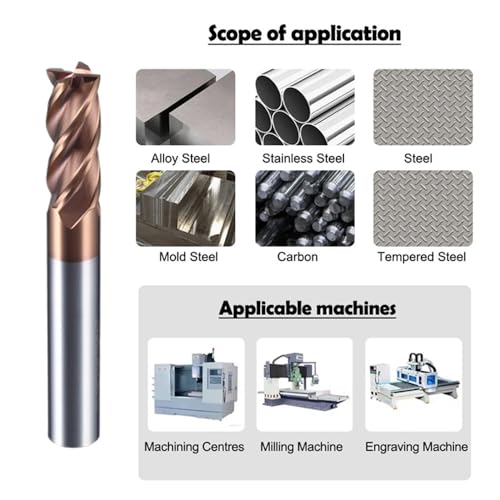 Image of Carbide Square Inch EndMill HRC55 Double Edge 4 Flute TiSiN Coating Tungsten Steel Inch Milling Cutter for Metal Steel 1 /8,3 /16,1 /4,5 /16,3 /8,1 /2 Series 6pcs Set