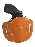 Barsony New Saddle Tan Leather Pancake Slide Holster for Ruger SP101 Right