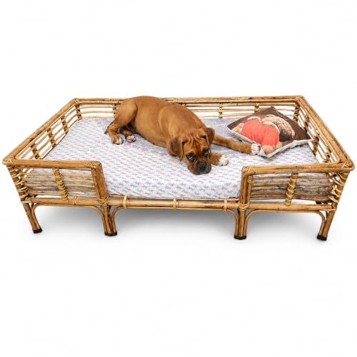Image of Avika Bamboo Cane Pet Bed for Dogs and Cats with Foam (S, Brown,Square)