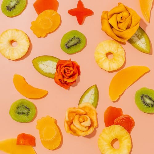 Image of Dried Fruit Gift Basket with Wooden Tray - Healthy Gourmet Snack Box Variety - Holiday Food Tray for Corporate, Sympathy, Birthday & Thank You Gifts (Vegan, Kosher, Gluten‑Free)- Bonnie and Pop