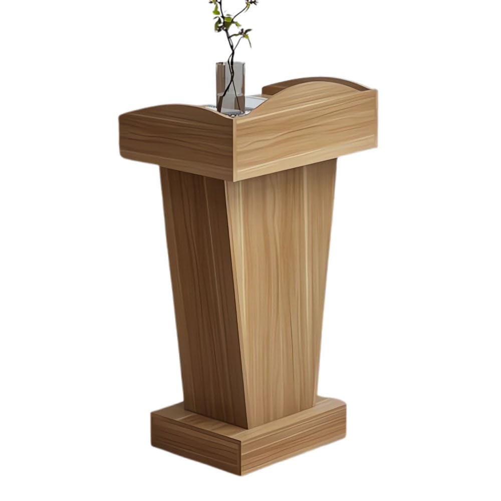 Wooden Podium Stand, Floor Standing Speaking Poidum Lectern Stand, Church Pulpit with Storage, Portable Podium Stand Walnut Color, Wooden Pulpit for Churches, Office, Classroom and Schools