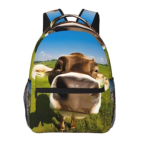 Sac à dos voyage daypack noir imprimé vache pour adulte léger