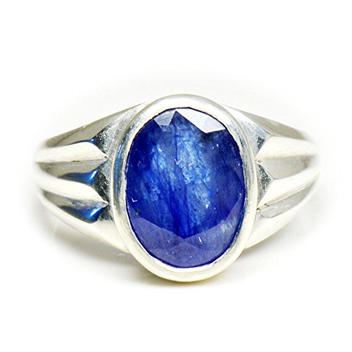 Bague saphir bleu naturel 4,5 carat en argent, le cadeau idéal en taille J à Z
