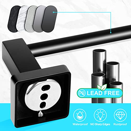 4-Pcs Bathroom Hardware Set, Matte Black Bathroom Hardware Set, 16In Towel Bar Set 304 Stainless Steel, Towel Rack Set Wall Mounted, Hand Towel Bars, Toilet Paper Holder, Towel Ring, Robe Towel Hook #TOP1