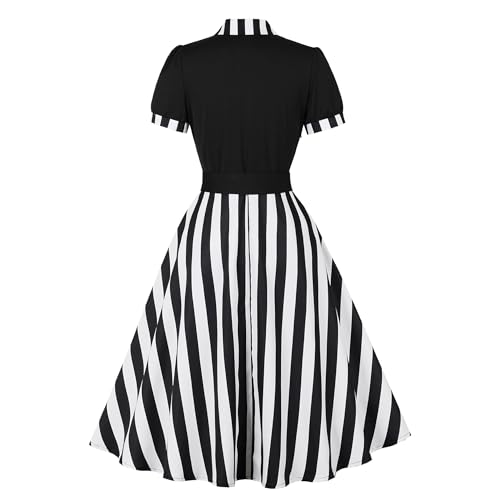 Wellwits Women's Striped Blazer Vintage Gothic Formal Work Dress2