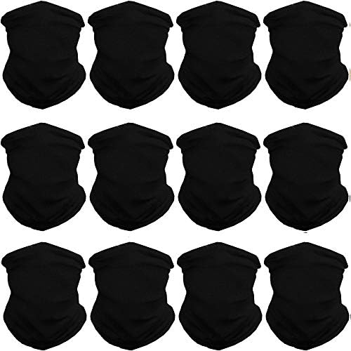 WONBURY Headwear Headband Bandana Neck Gaiter - Headwrap Balaclava Facemask Seamless for Outdoor (12Pcs All Black Series A)