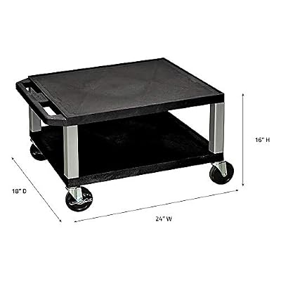 Luxor WT16-N 16H AV Cart - Two Shelves - Nickel Legs, Multipurpose Storage for Video Projector, TV, Laptop, Computer, Printer Stand, 24W x 18D x 16H